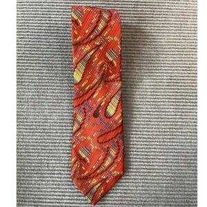 Lilly Dache Vintage Silk Tie Red Abstract Geometric Wide Necktie Designer Tie